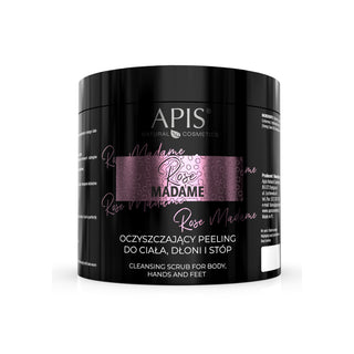 Oczyszczający peeling do ciała i stóp z kryształkami cukru Rose Madame Apis - 1