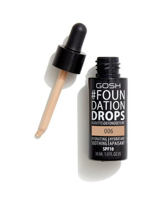 Podkład nawilżająco-kojący z witaminą E i spf 10 kolor 006 tawny foundationdrops Gosh - 2