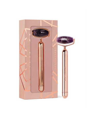 Roller pulsacyjny z amestystu do masażu twarzy Rose Gold Crystallove - 1