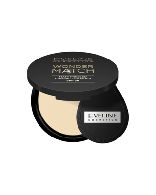 Matowy puder prasowany Wonder Match z filtrem ochronnym SPF 30 nr 01 light beige Eveline - 1